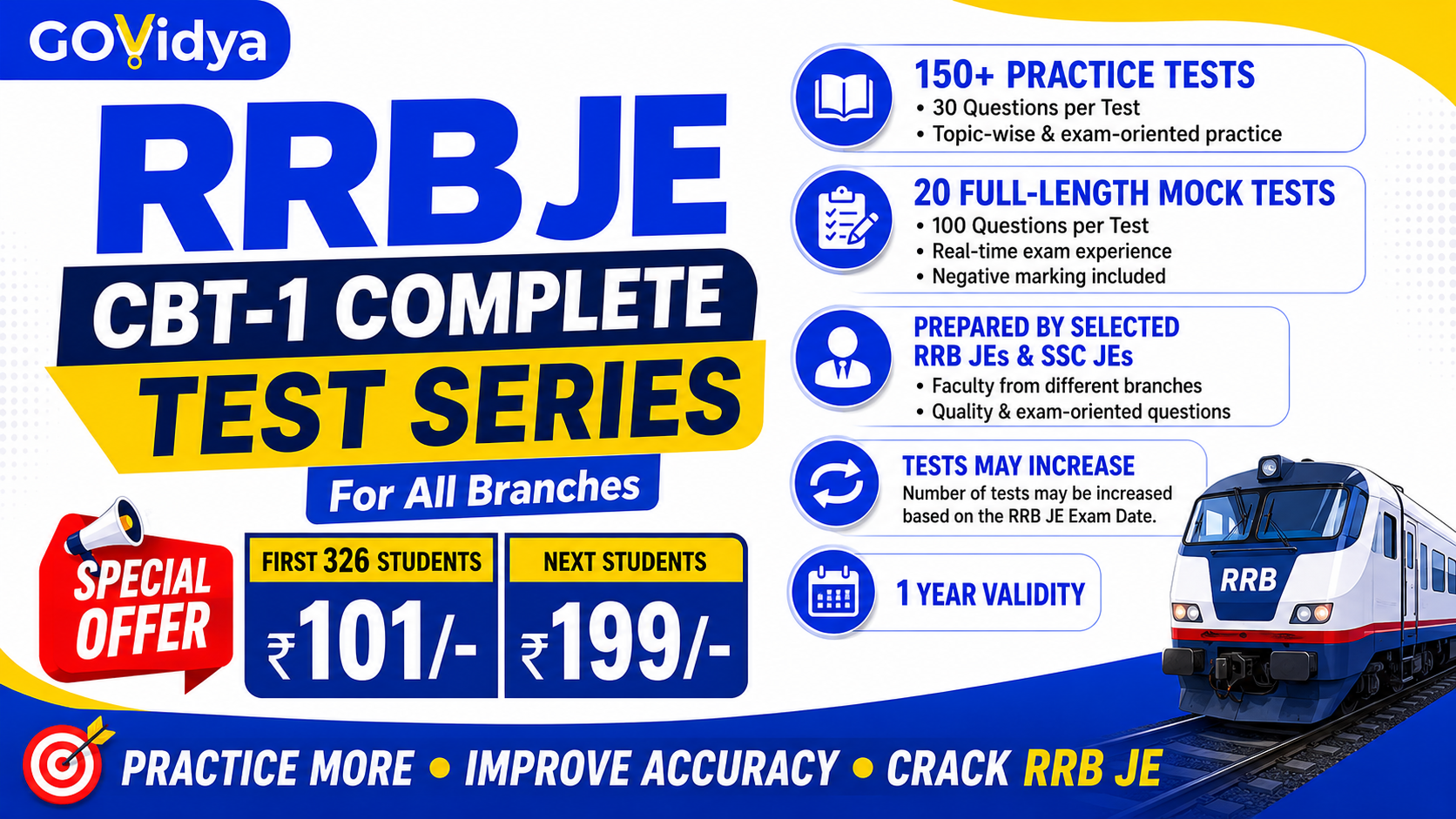 RRB JE CBT-1 COMPLETE TEST SERIES ( Any Branch )