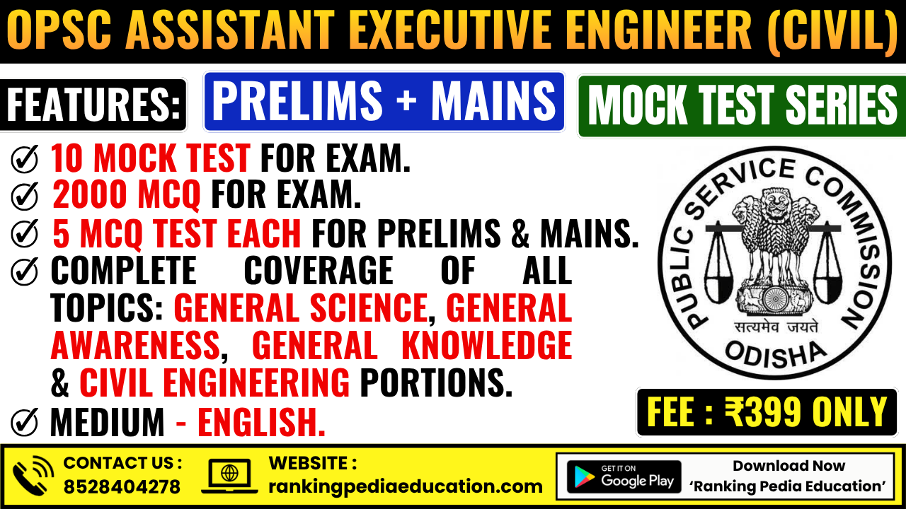 Odisha OPSC Assistant Executive Engineer (Civil) Exam Mock Test Series