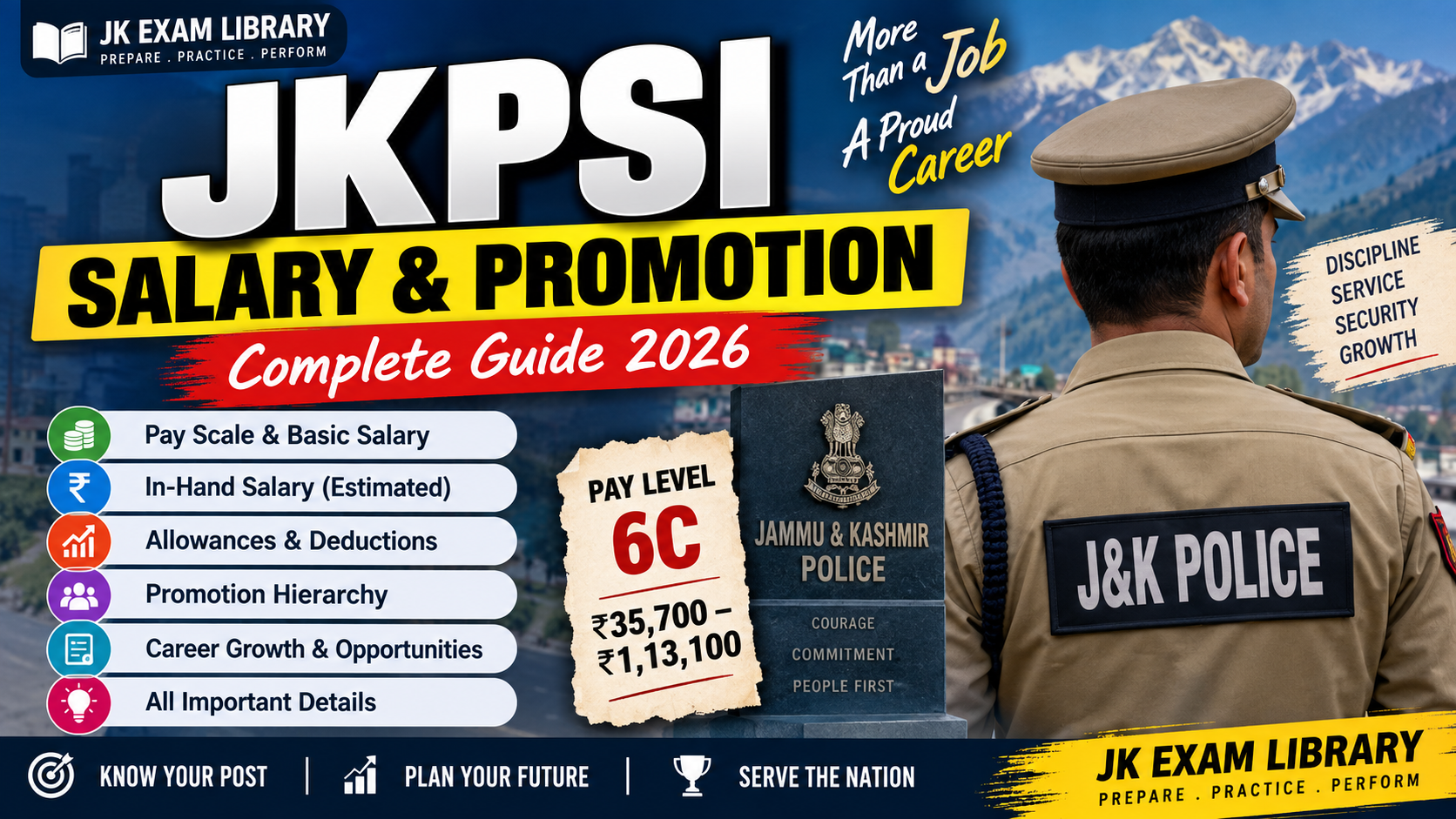 JKPSI Salary 2026, In-Hand Salary & Promotion – J&K Police SI Pay Scale