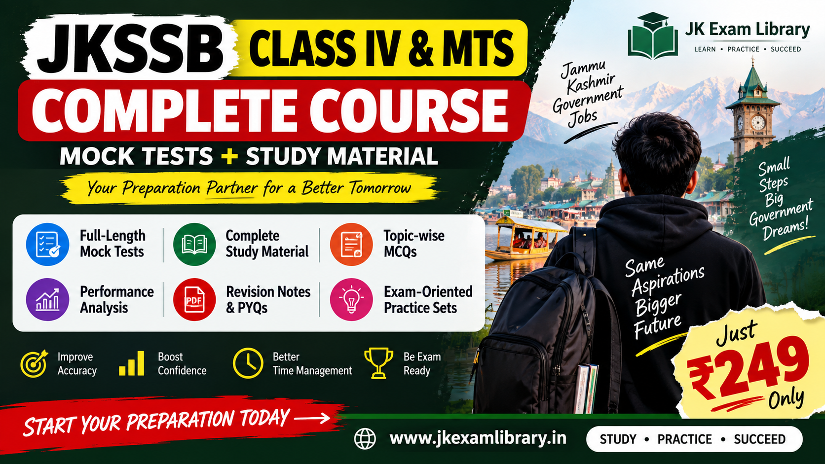 JKSSB Class IV MTS Mock Tests & Study Material – Complete Course at ₹249 Only
