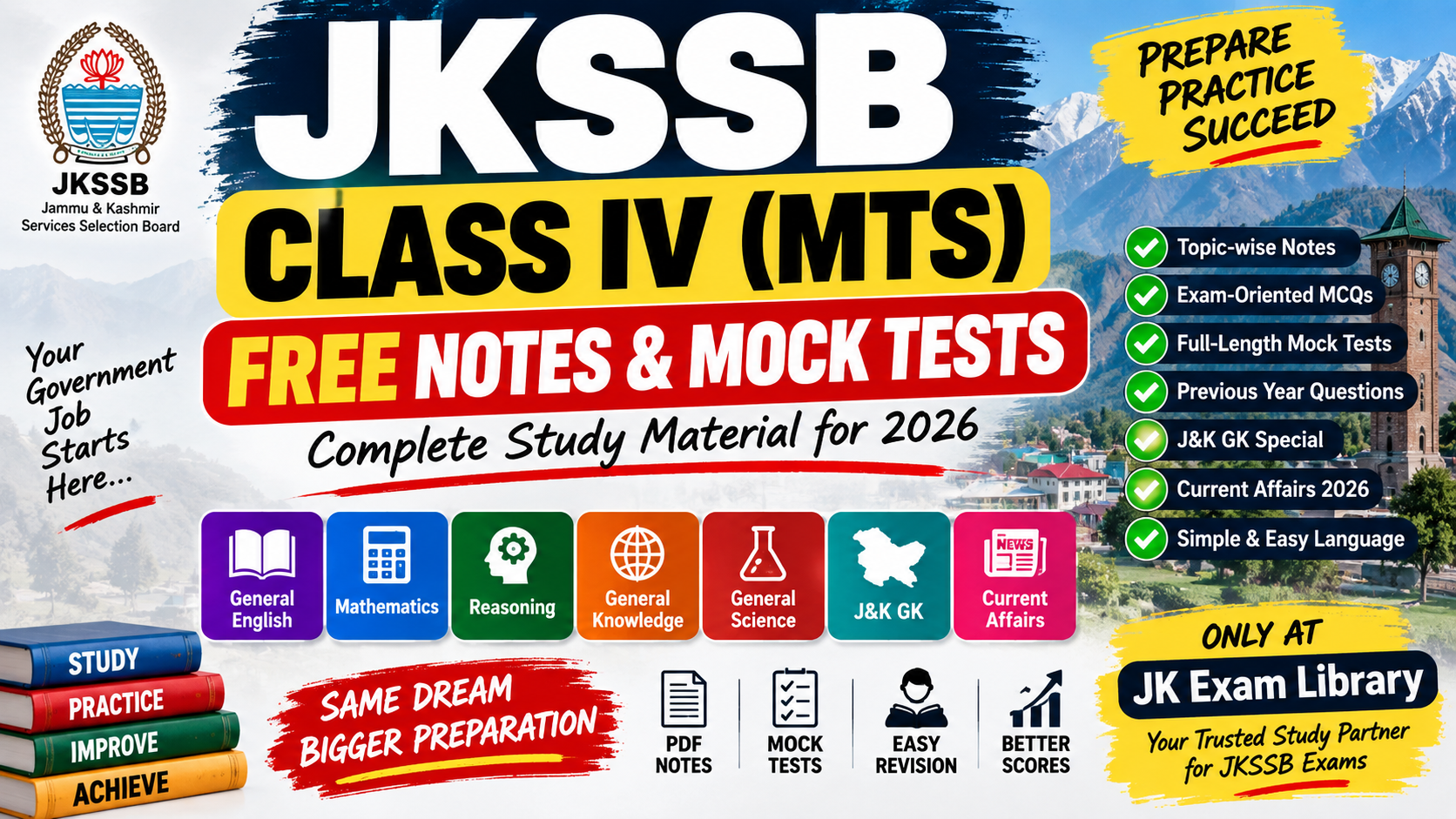 JKSSB Class IV MTS Free Notes & Mock Tests 2026 – Complete Study Material