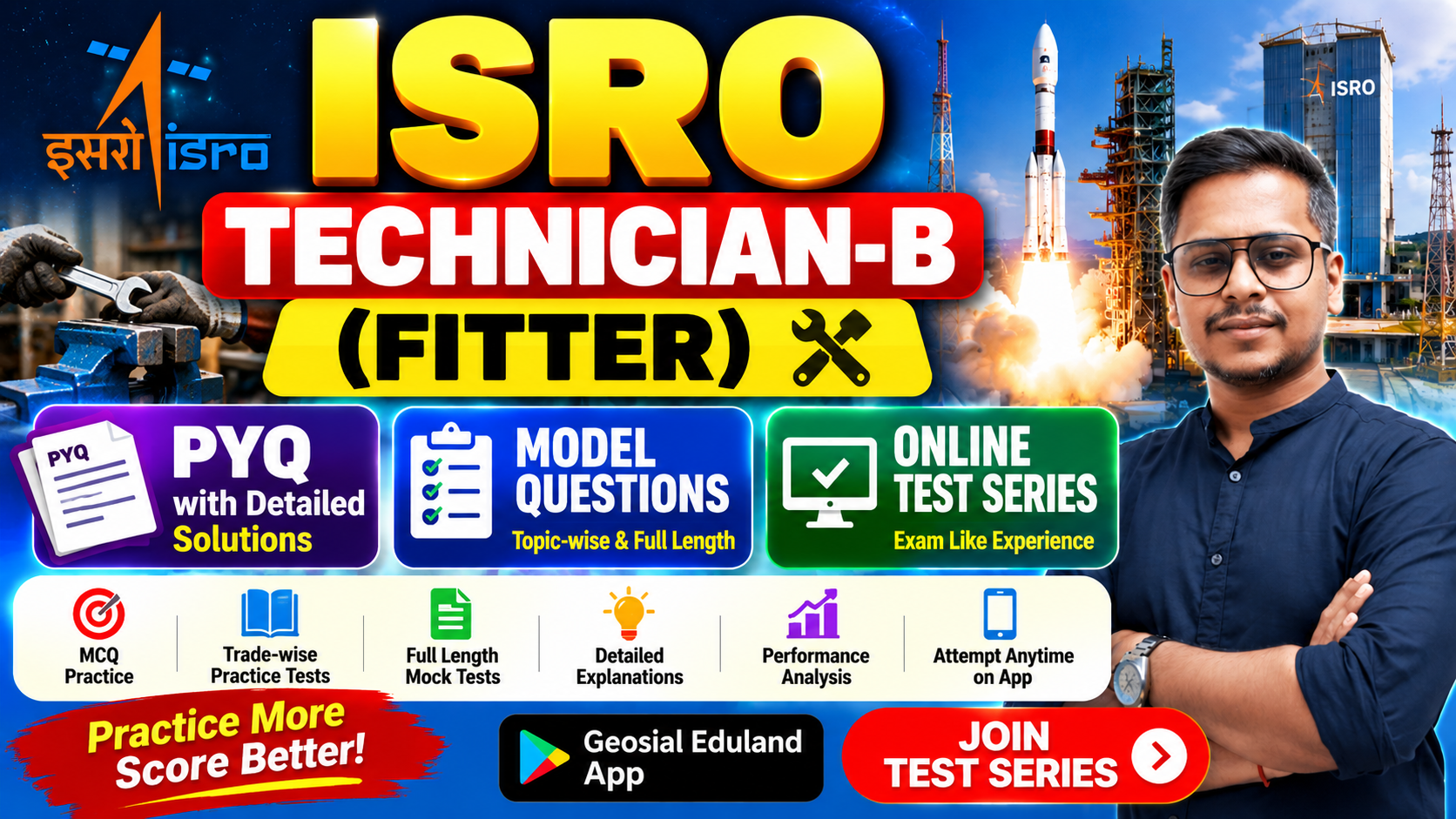 ISRO Technician-B (Fitter) Test Series | PYQ + Detailed Solutions + Model Questions
