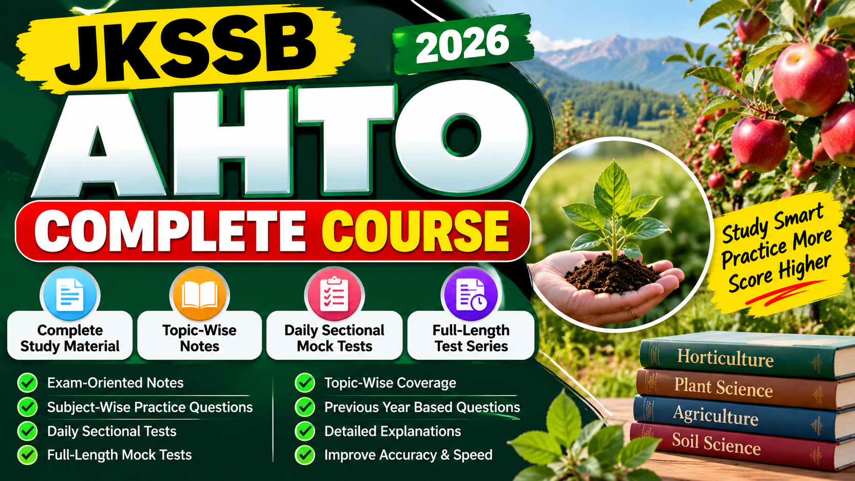 JKSSB AHTO Complete Course 2026 – Study Material, Daily Sectional Mock Tests & Full Test Series