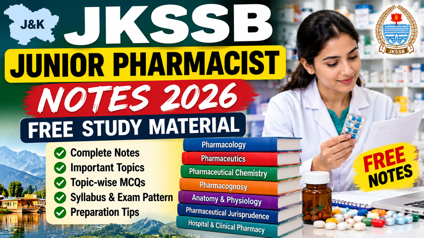 JKSSB Junior Pharmacist Notes 2026 – Free Study Material, Syllabus & Exam Preparation