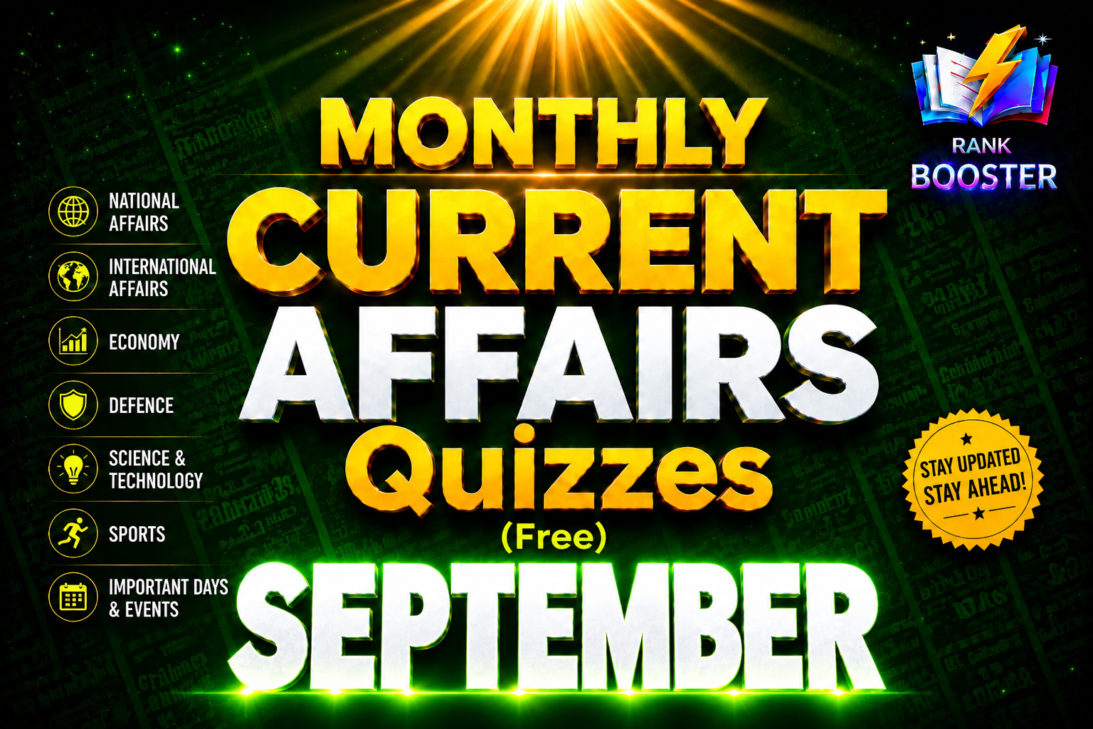 1 SEPTEMBER to 31 SEPTEMBER 2026 Current Affairs