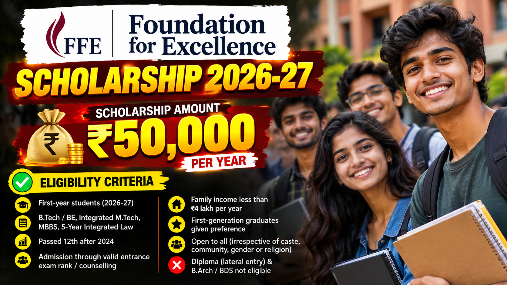 Foundation for Excellence (FFE) Scholarship 2026-27