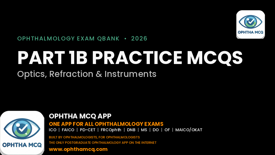COECSA Part 1B Practice MCQs: Optics & Refraction Qbank