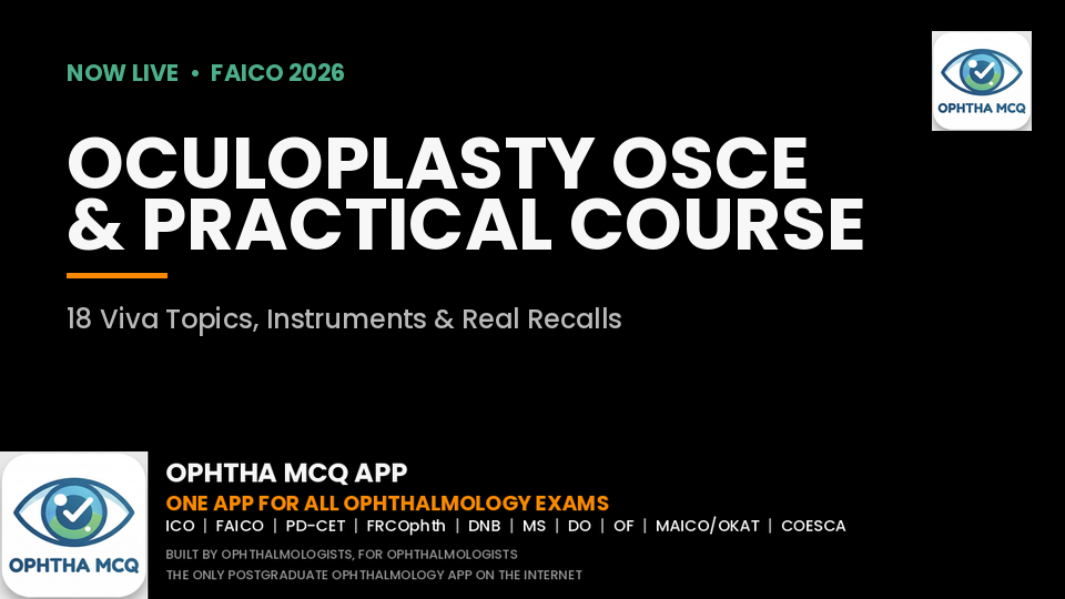 OCULOPLASTY FAICO OSCE AND PRACTICAL COURSE IS NOW LIVE ON OPHTHAMCQ