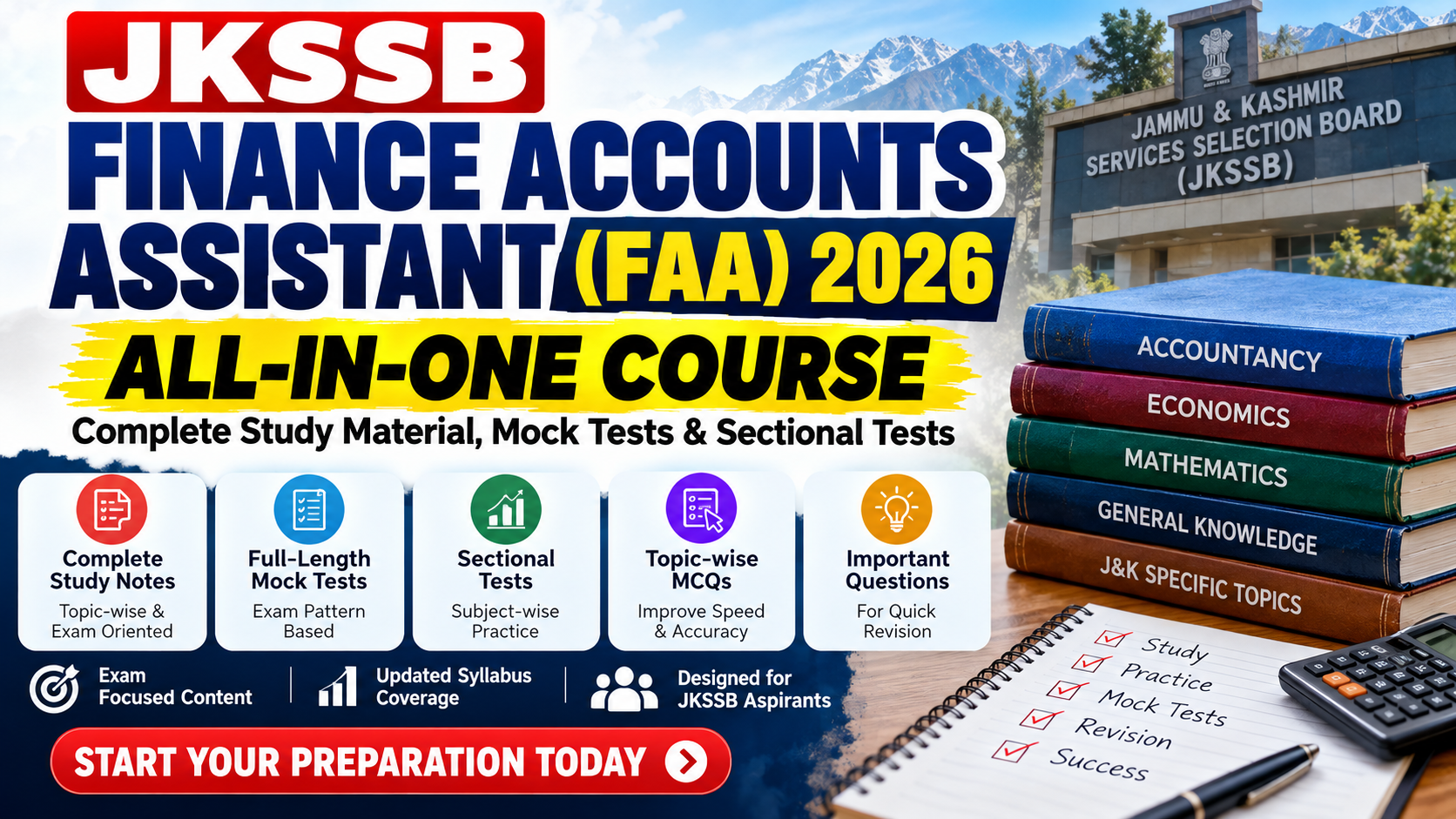 JKSSB Finance Accounts Assistant All-in-One Course 2026 – Study Material, Mock Tests & Notes