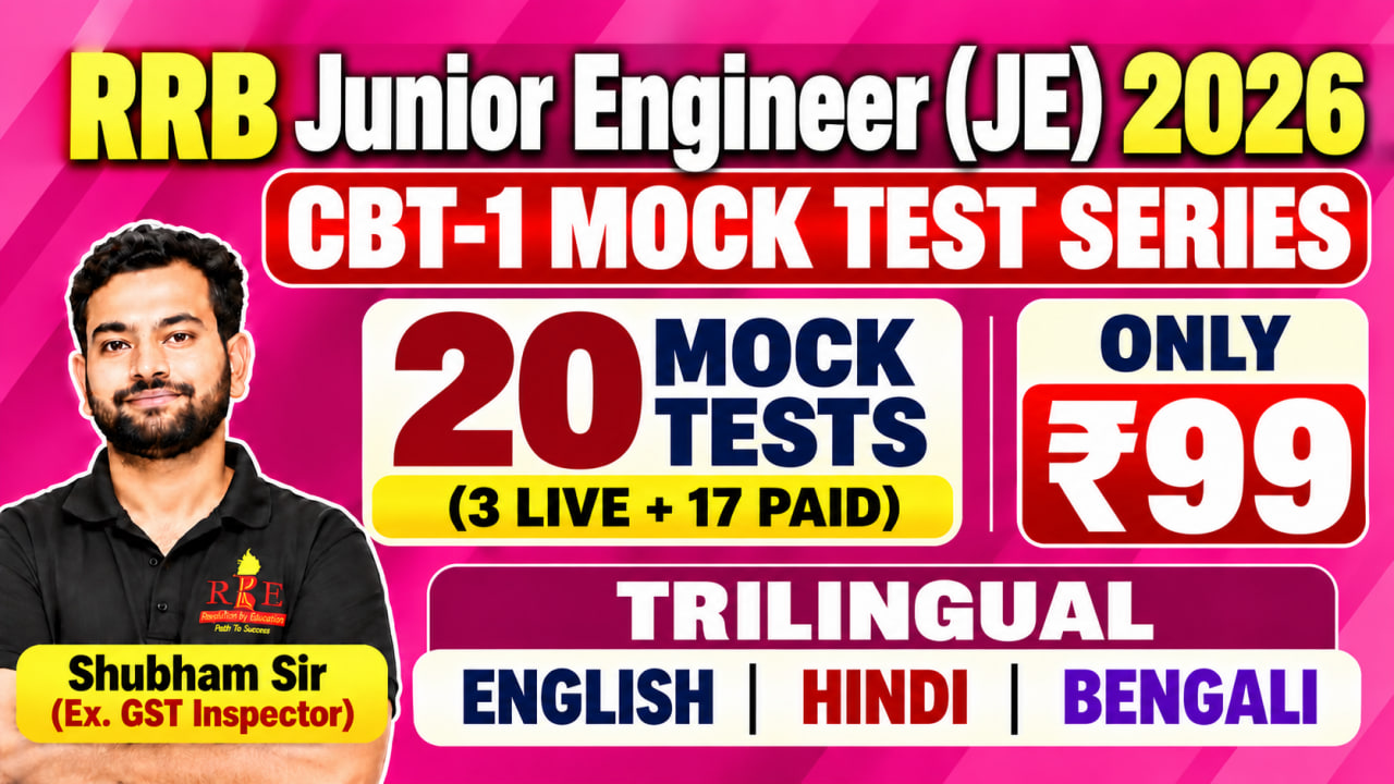RRB Junior Engineer (JE) 2026 CBT-1 Fresh Mock Tests - Bilingual