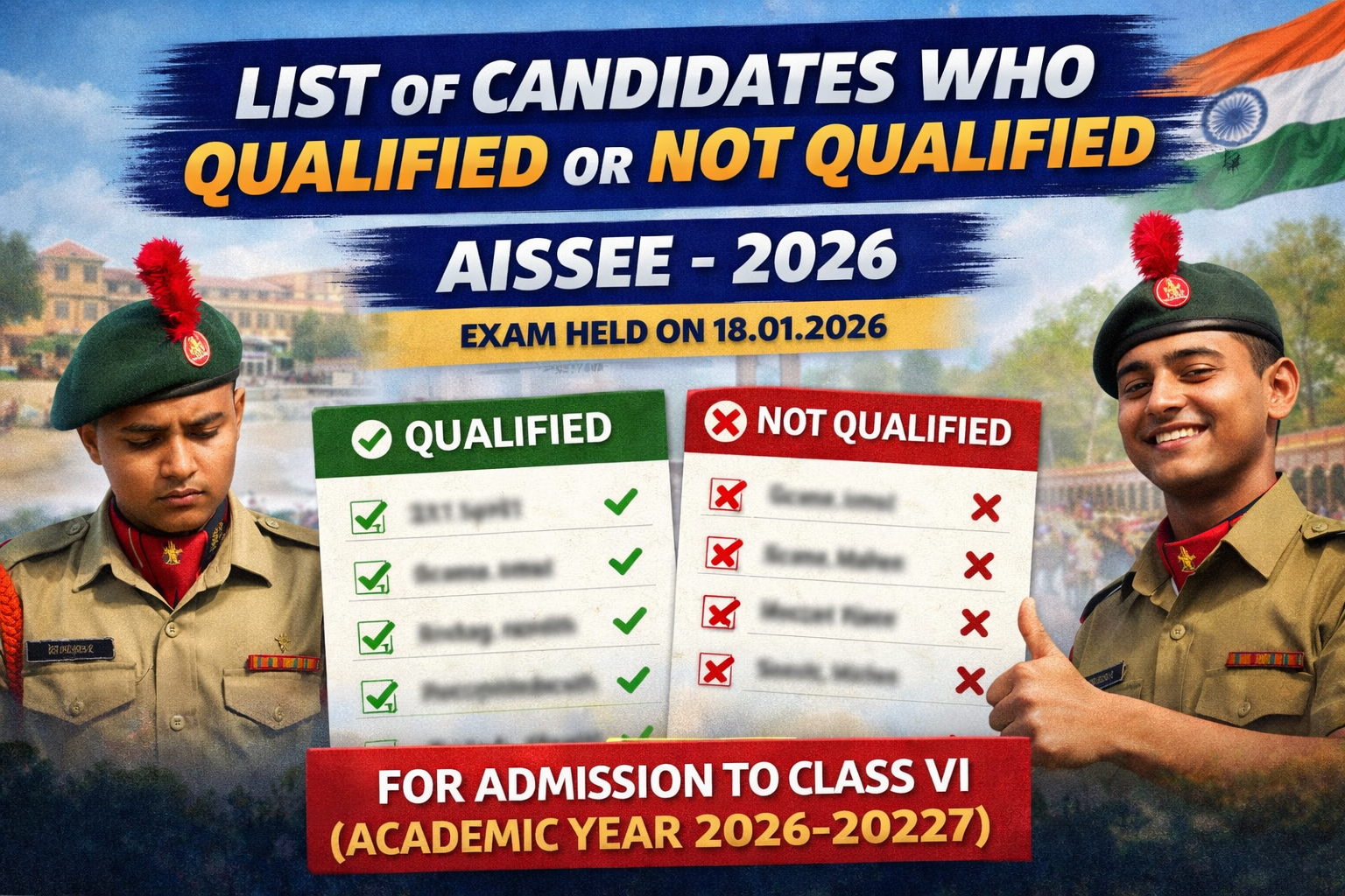 Sainik School Result List 2026